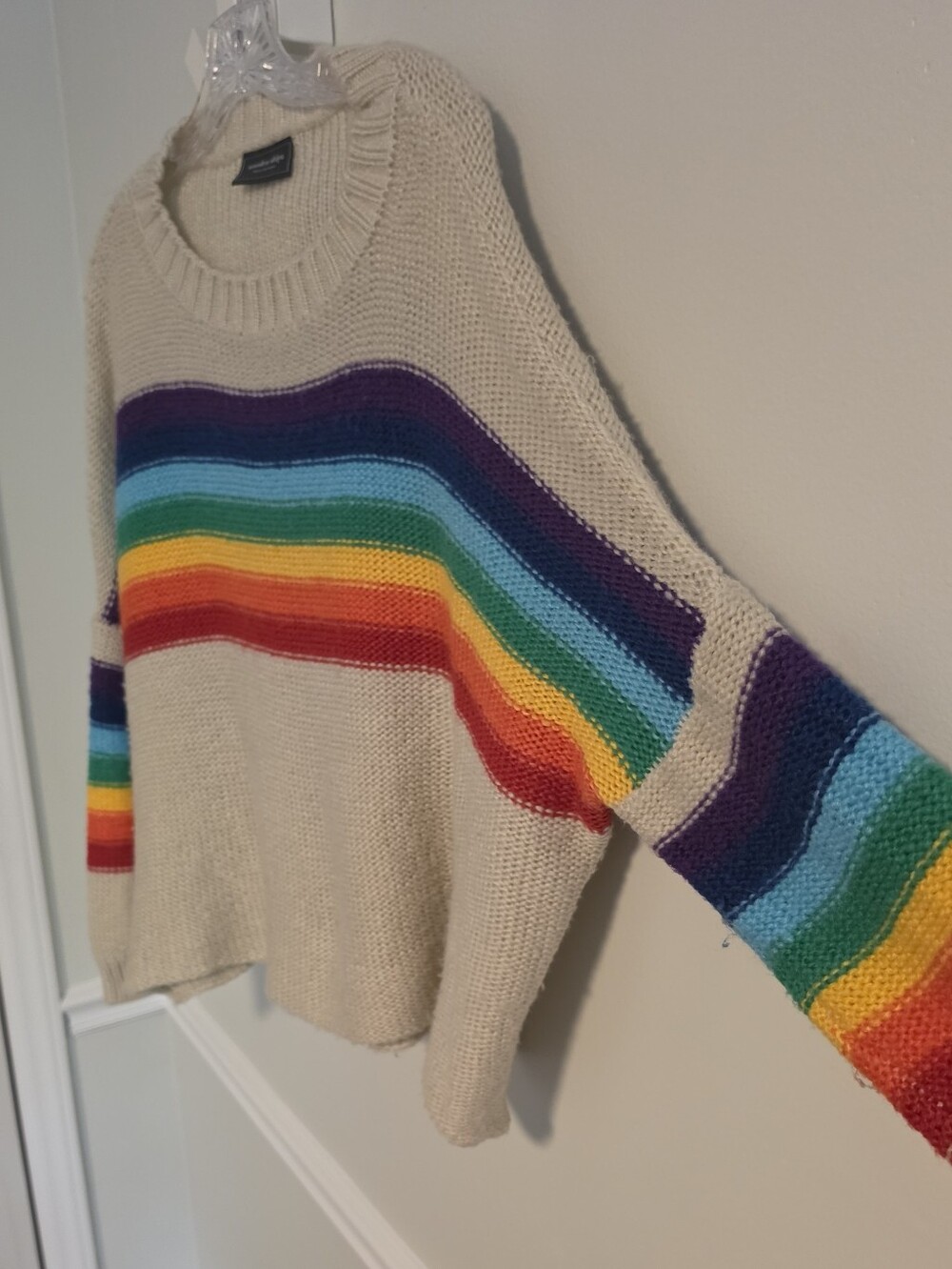 Wooden Ships Paola Buendia Rainbow Stripe Oversized Sweater Small Medium Pride - Picture 4 of 9